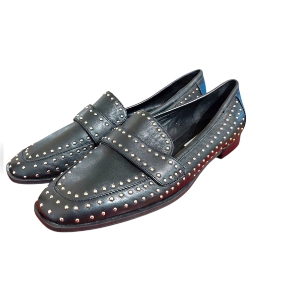 NEW Chelsea & Violet Black Studded Flat Loafers Size 6.5 - Picture 10 of 10